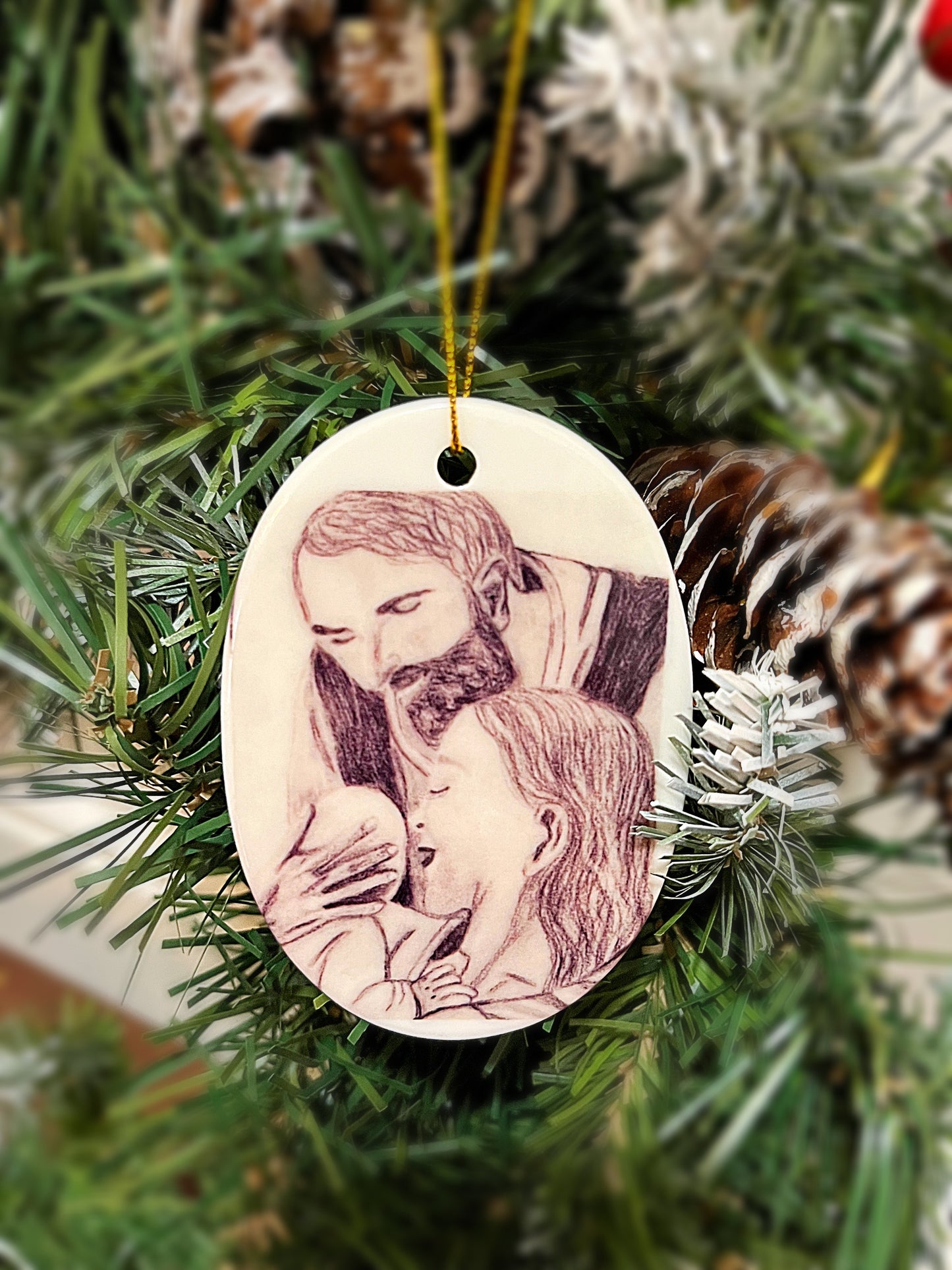 Holy Family Ceramic Ornament