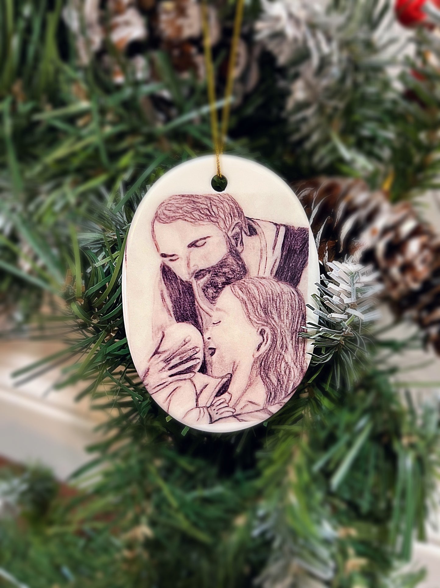 Holy Family Ceramic Ornament