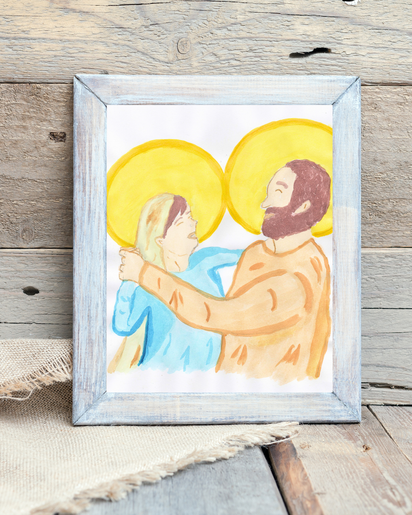 Mary and Joseph Hugging Wall Art