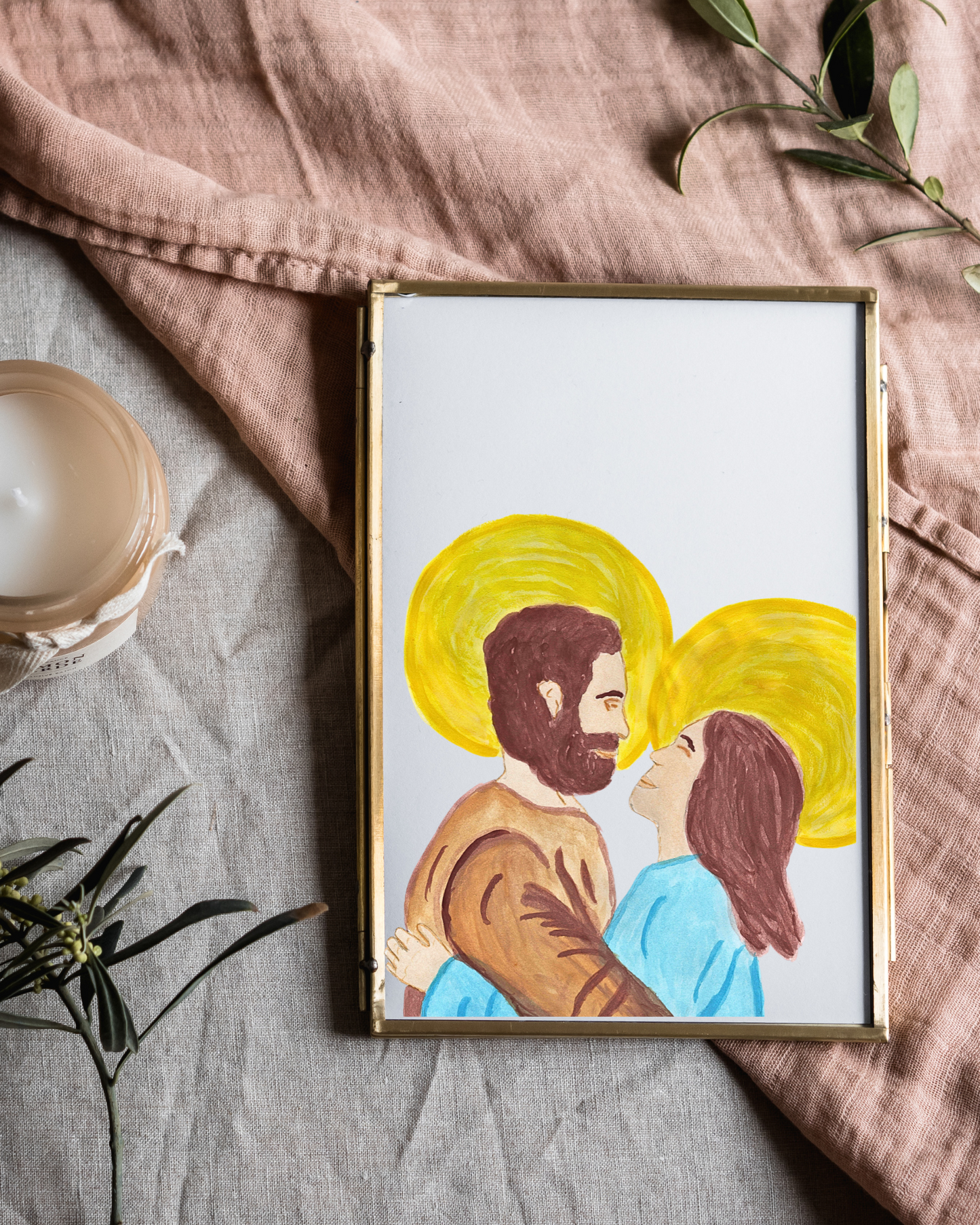 Mary and Joseph Hugging Wall Art