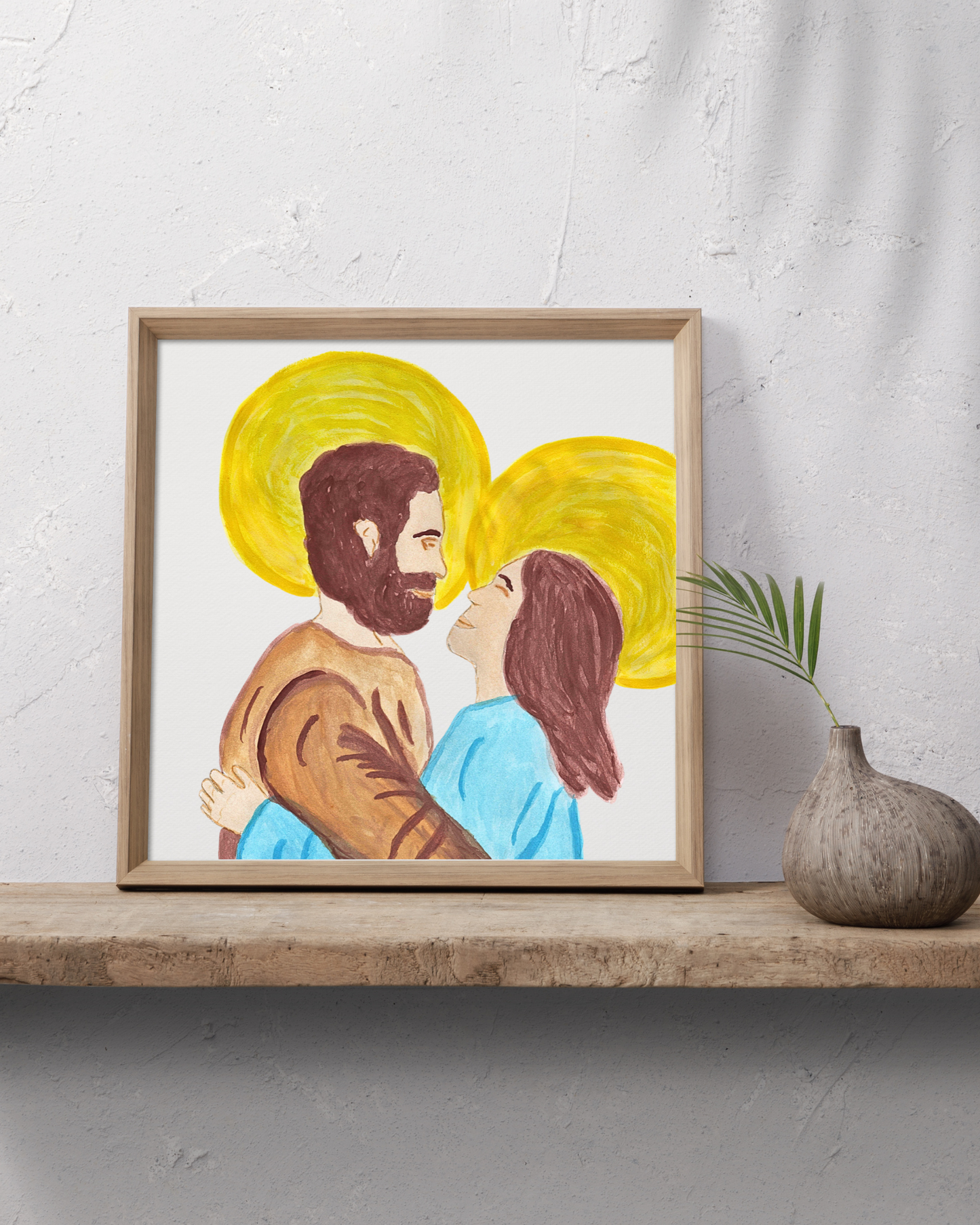 Mary and Joseph Hugging Wall Art