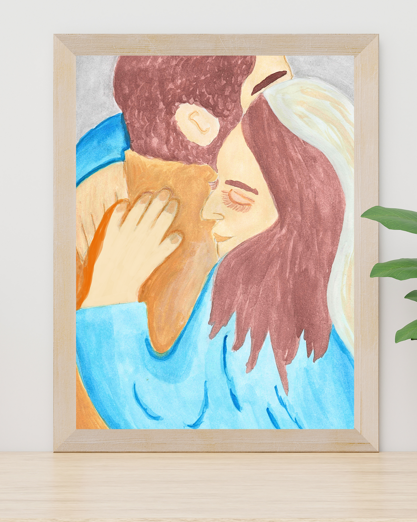 Mary and Joseph Hugging Wall Art