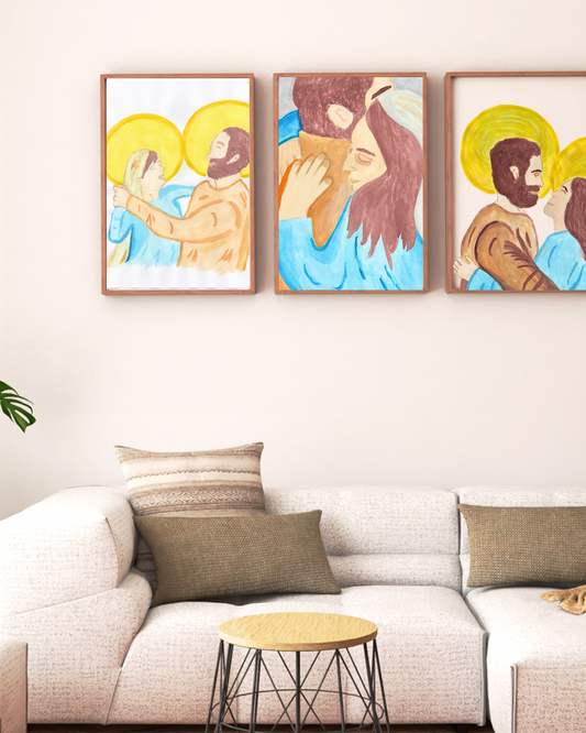 Mary and Joseph Hugging Wall Art