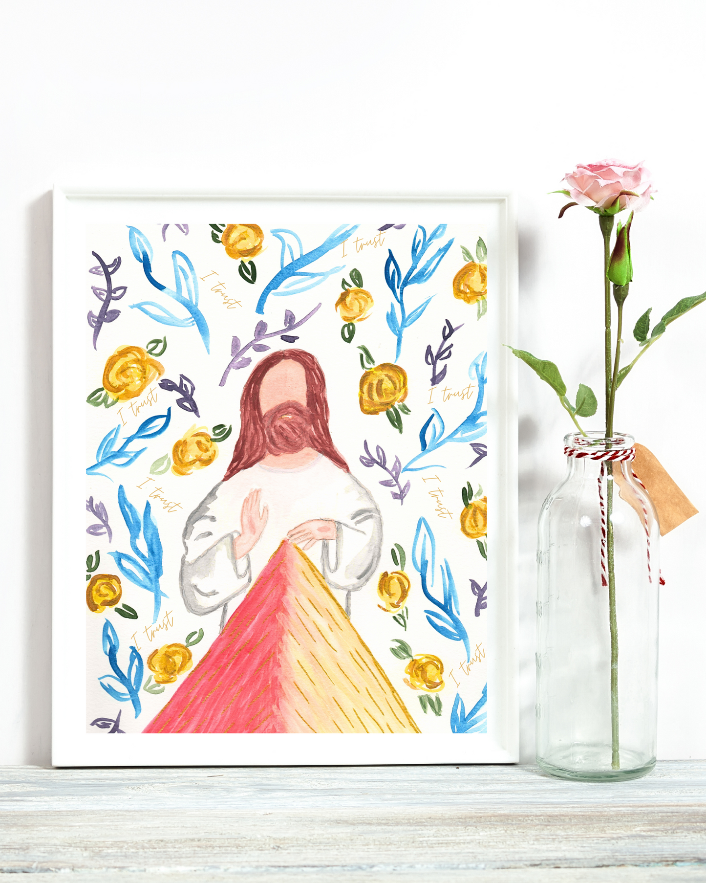 Divine Mercy Print - Watercolor Painting - Catholic Birthday Gift