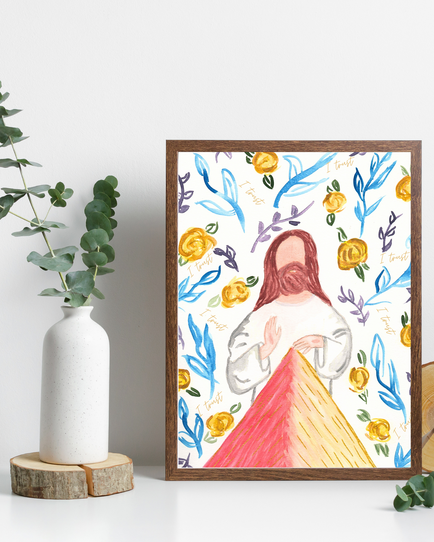 Divine Mercy Print - Watercolor Painting - Catholic Birthday Gift