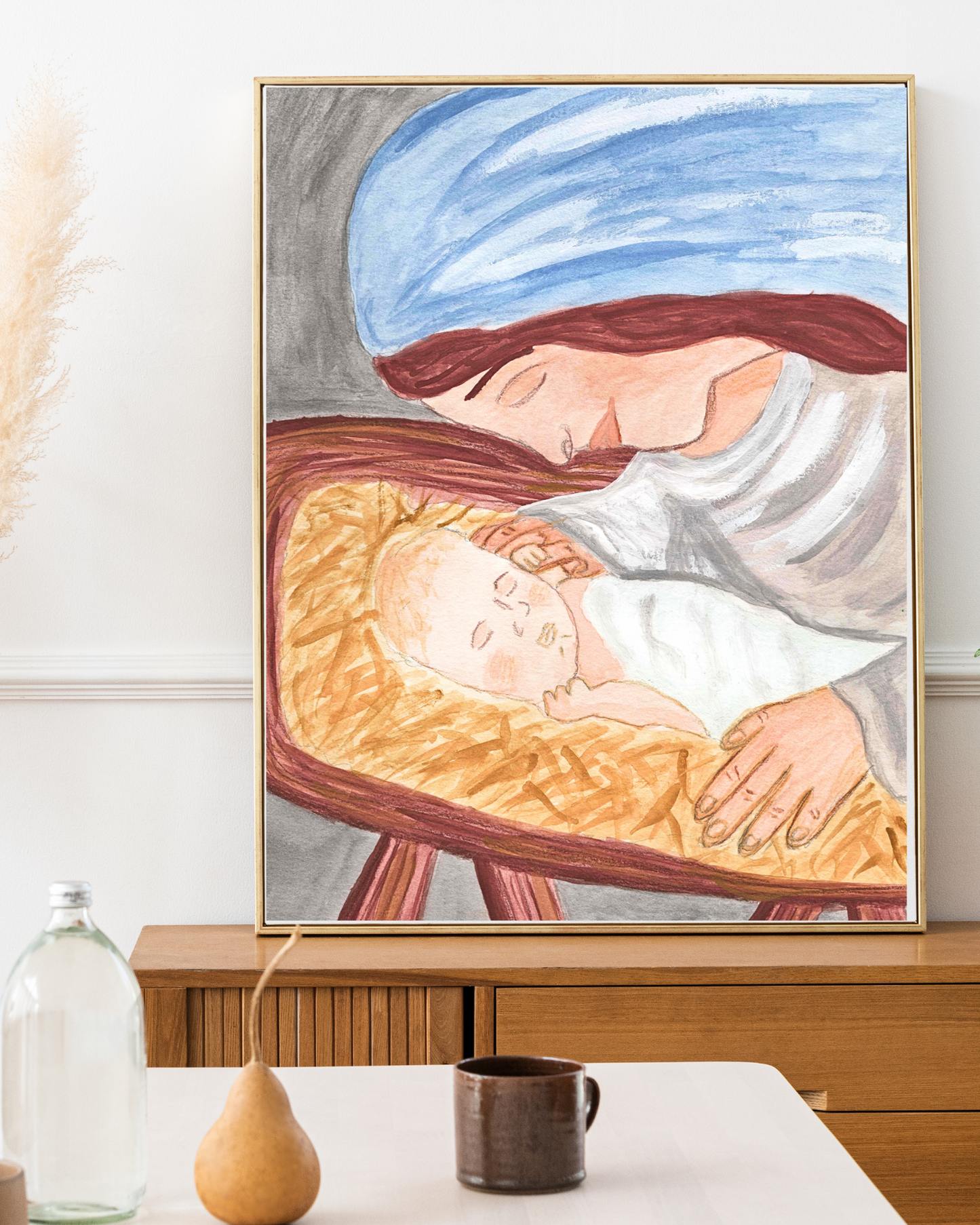 Jesus and Mary Watercolor Print