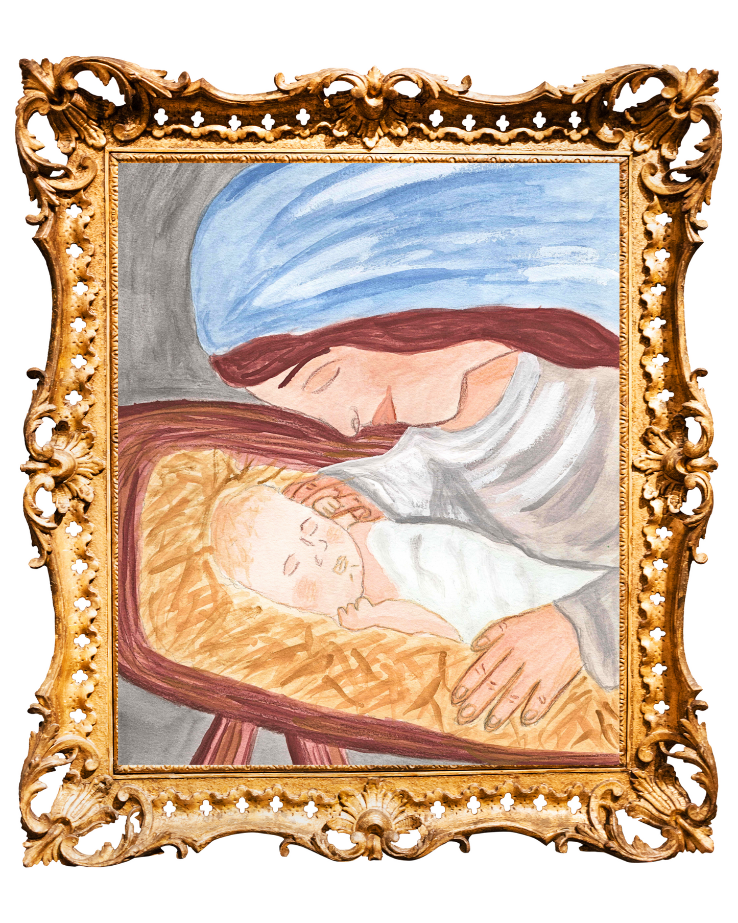 Jesus and Mary Watercolor Print