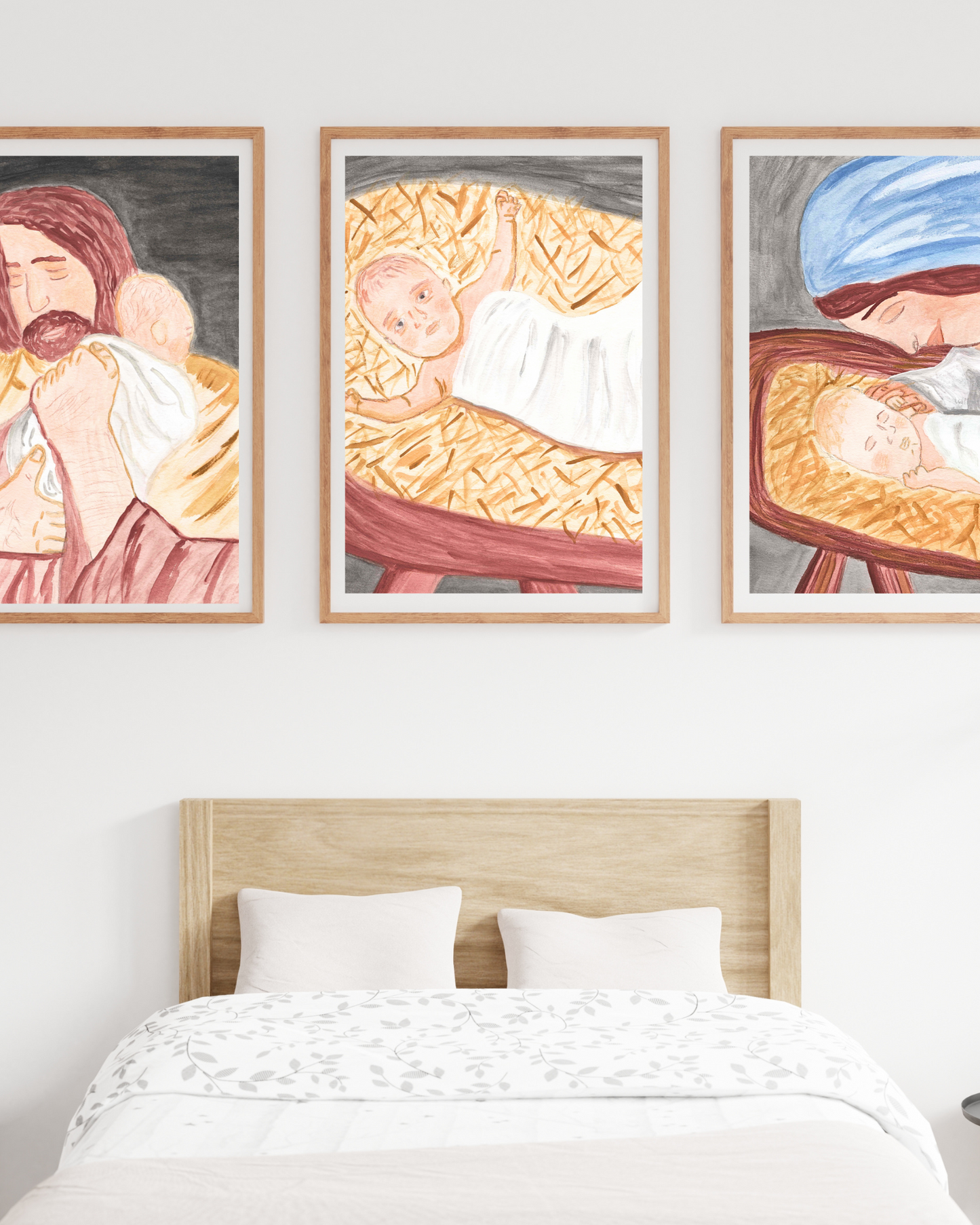 Saint Joseph and Infant Jesus Watercolor Print