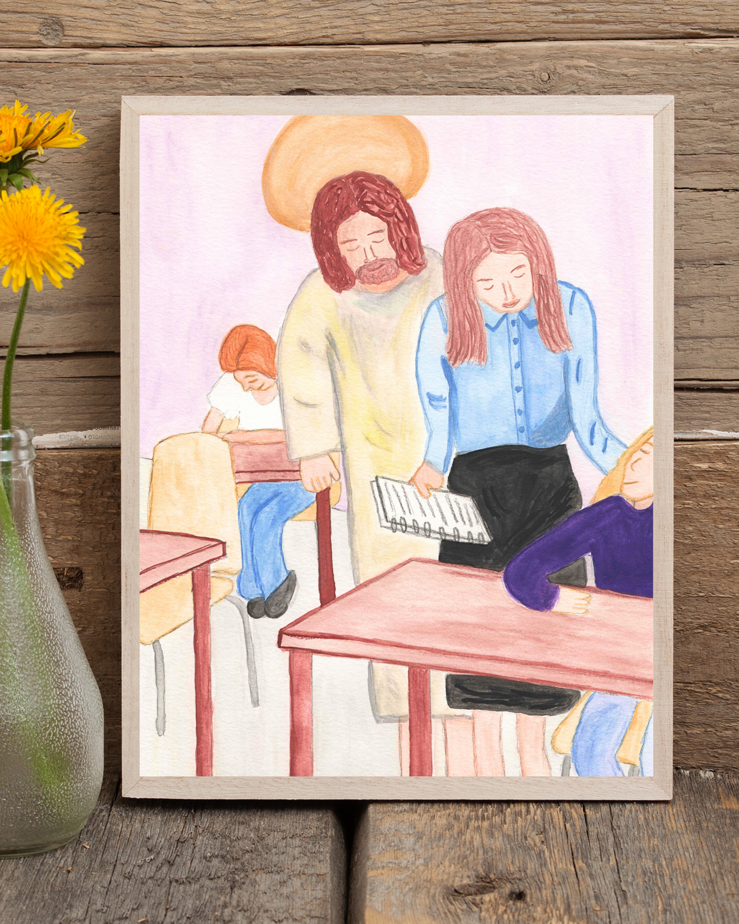 Two Teachers Watercolor Print