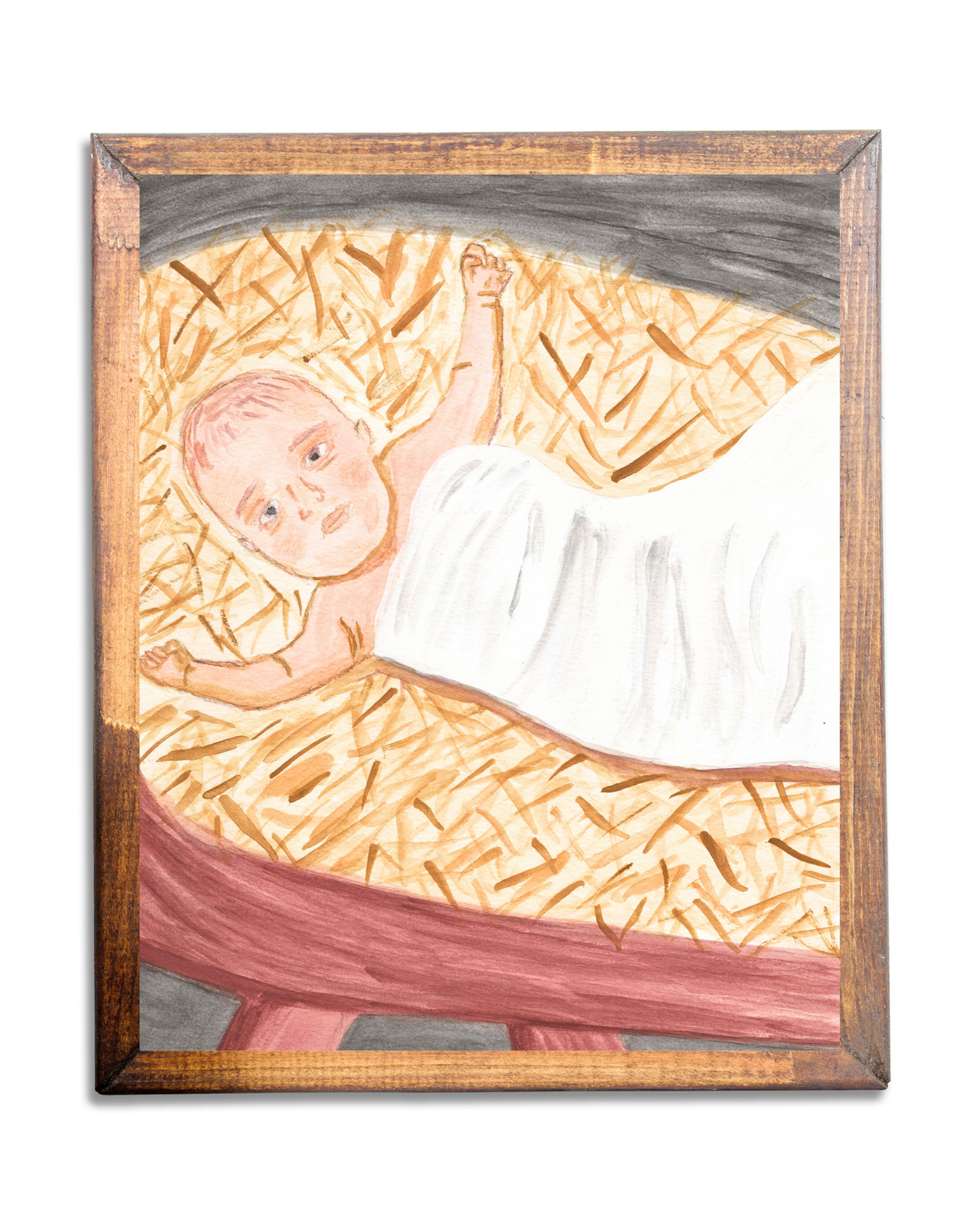 Jesus in the Manger Watercolor Print