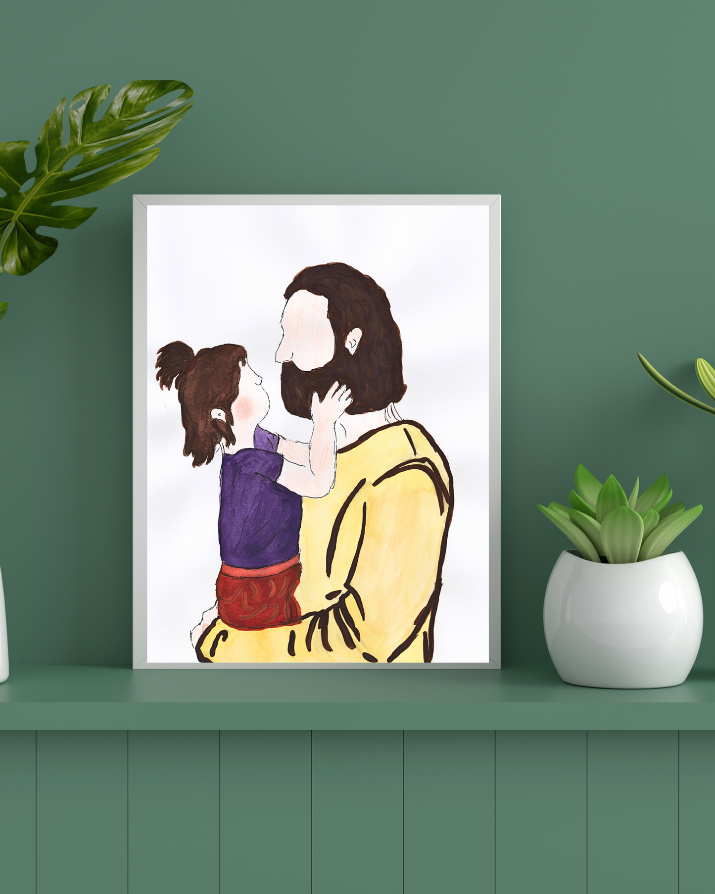 In His Arms - Jesus Holding a Child Physical Prints