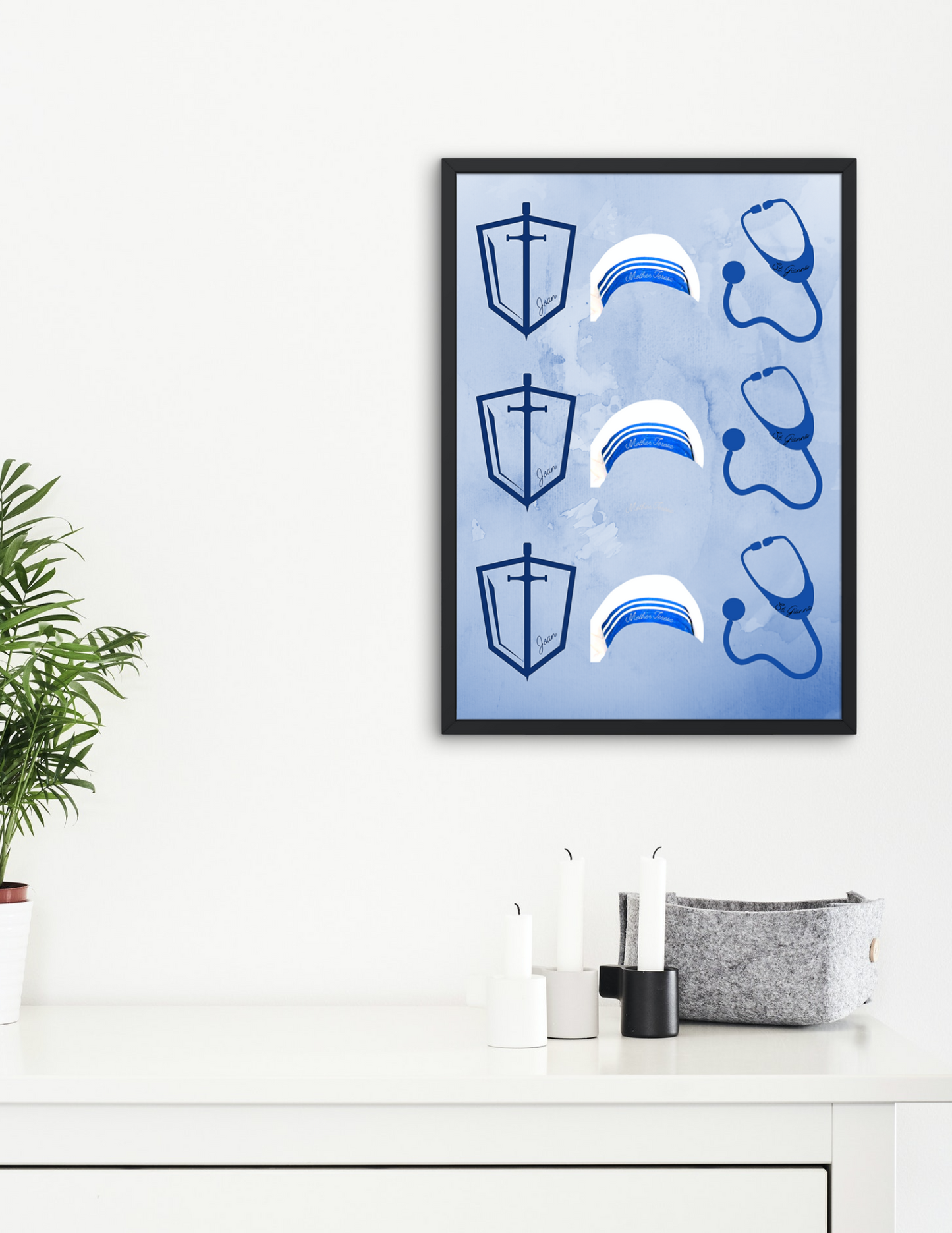 Saint Joan of Arc, Saint Gianna and Saint Mother Teresa Physical Print - Catholic Wall Art