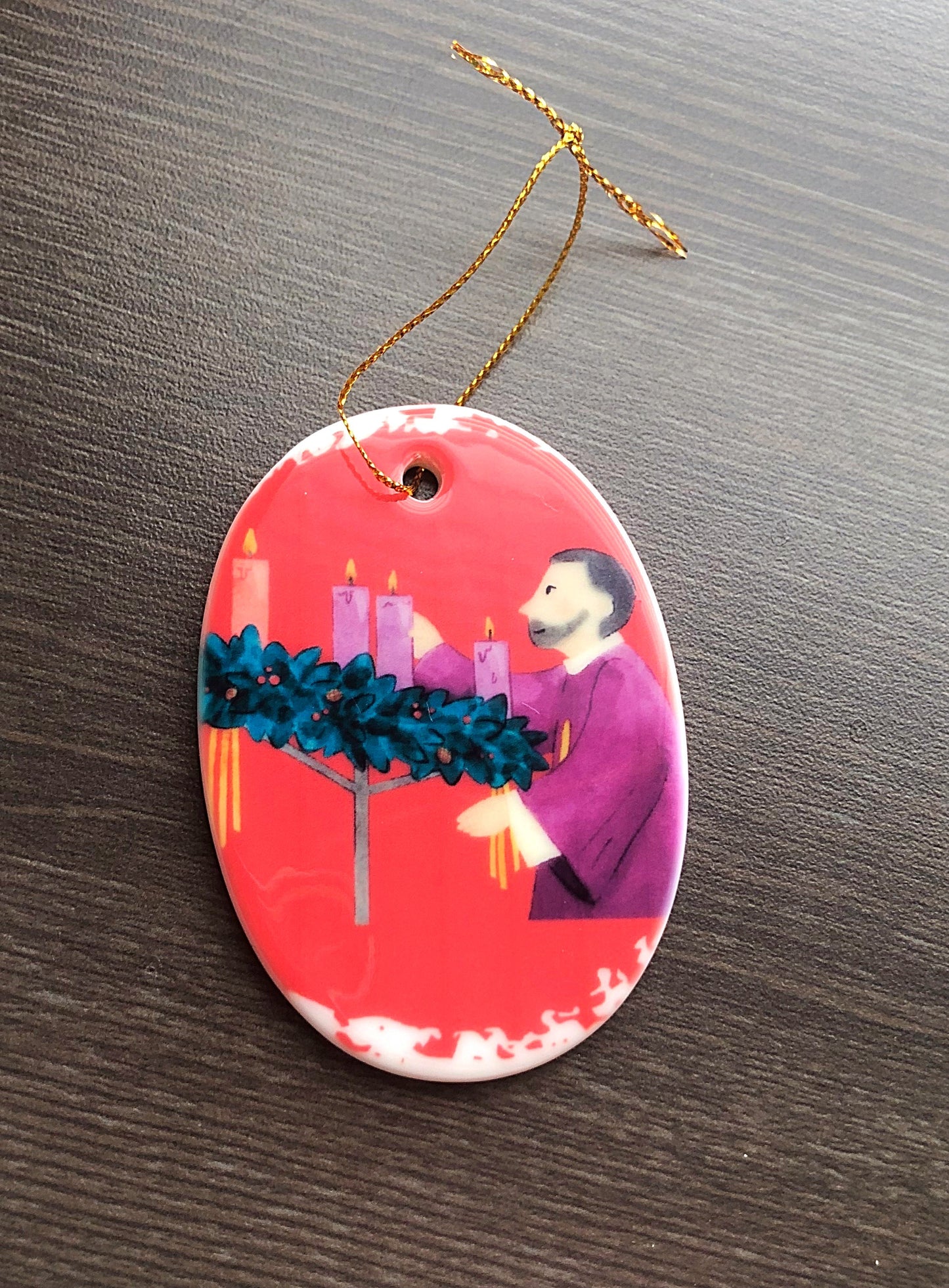 Priest during advent ceramic ornament