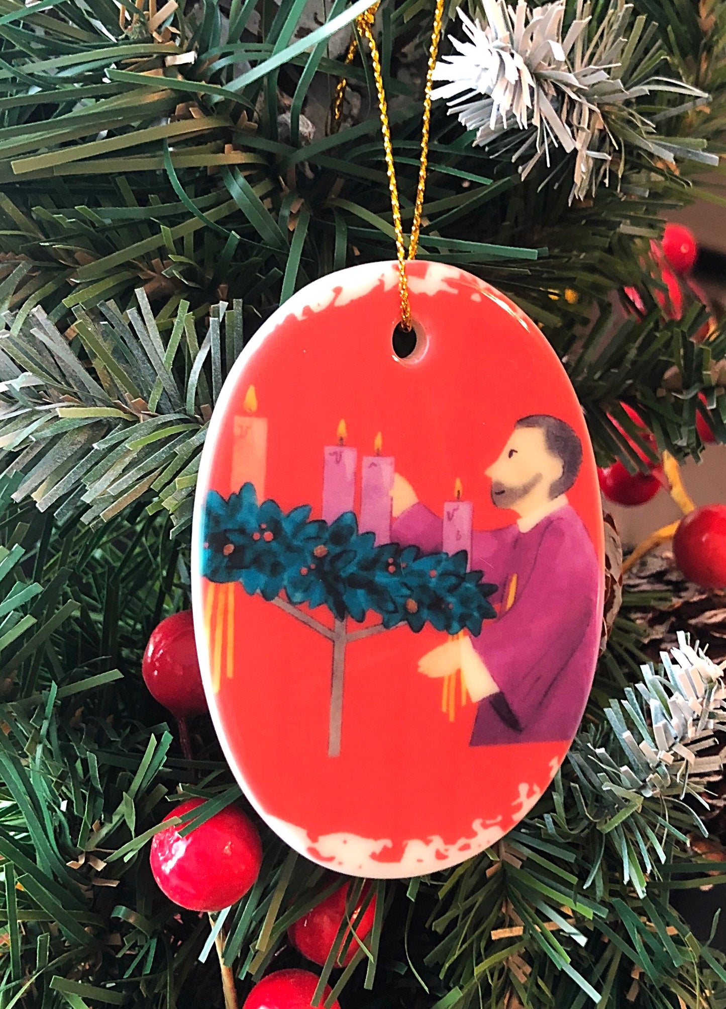 Priest during advent ceramic ornament