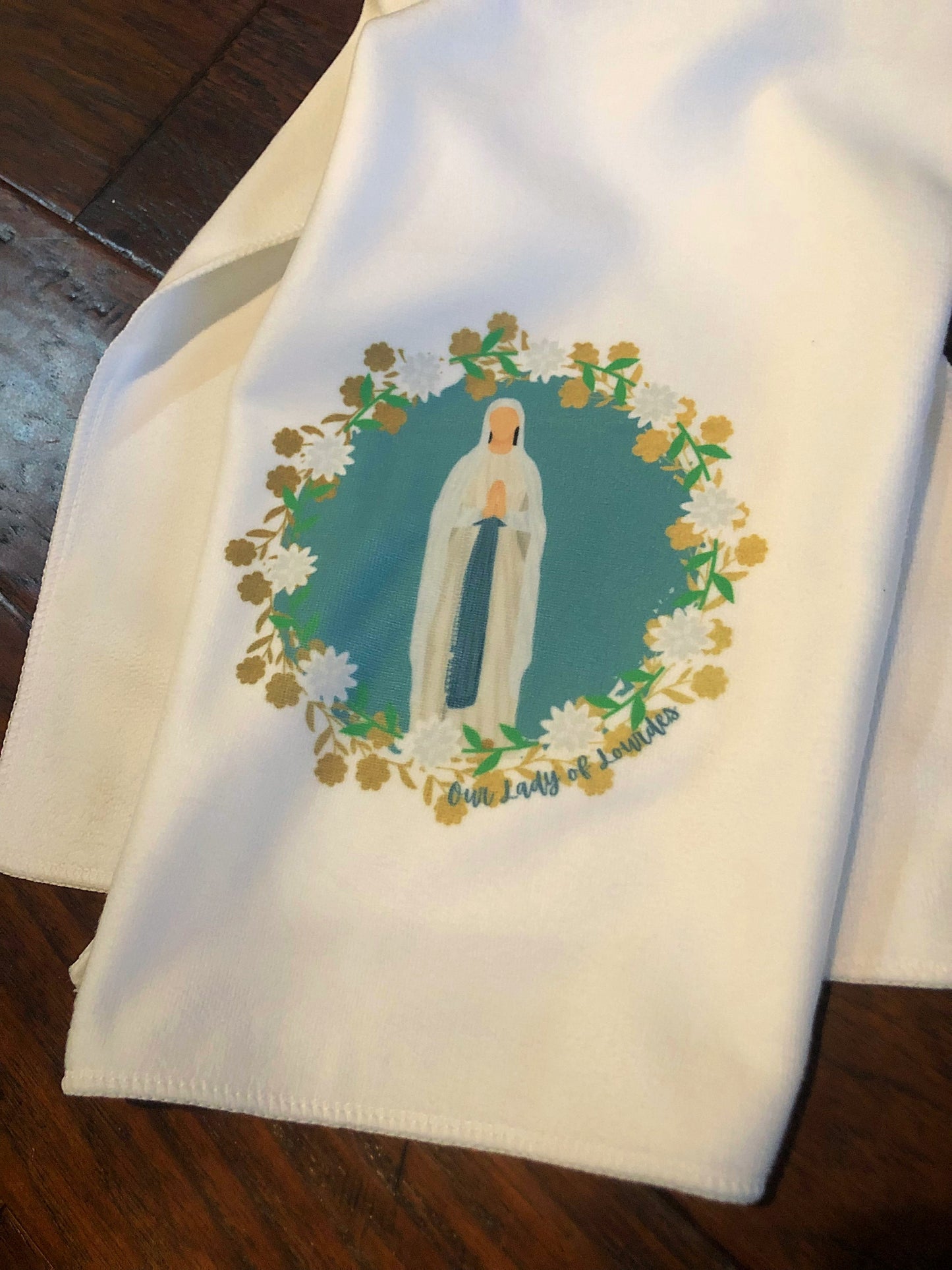 Our Lady of Lourdes decorative kitchen towels