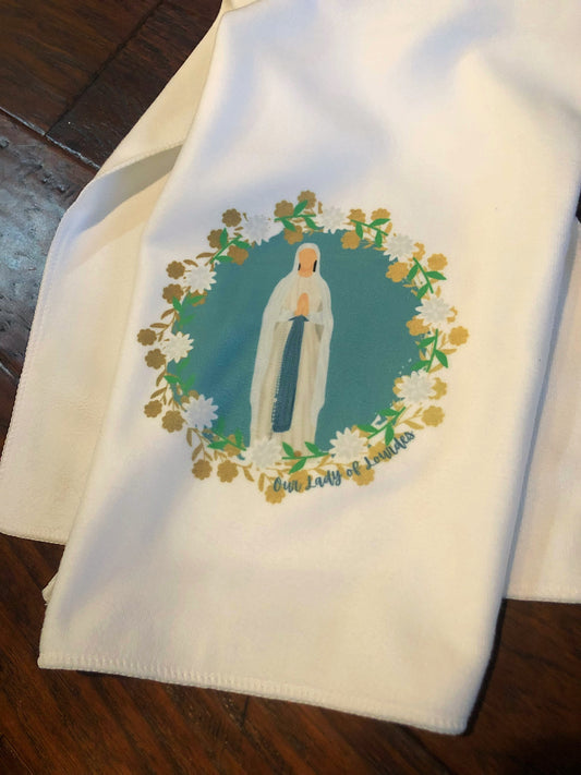 Our Lady of Lourdes decorative kitchen towels