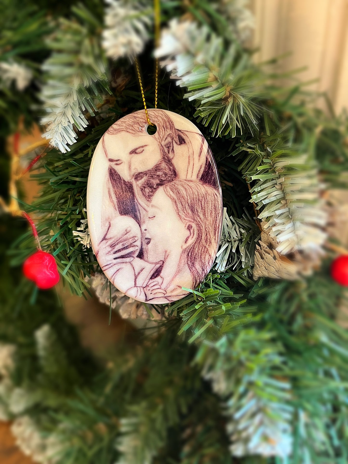 Holy Family Ceramic Ornament