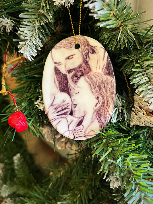 Holy Family Ceramic Ornament