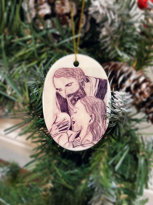 Holy Family Ceramic Ornament