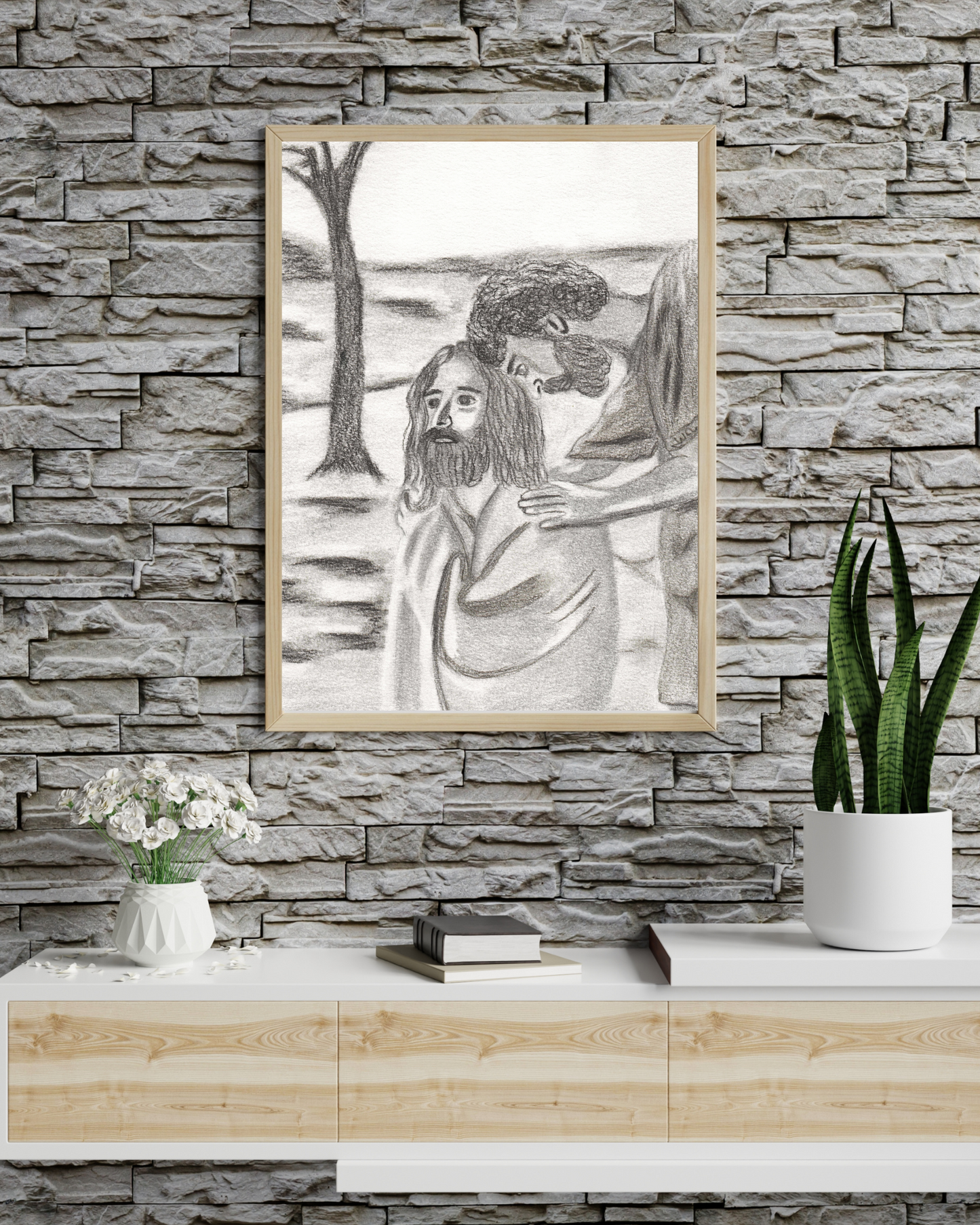 John Comforts Jesus Fine Art Print