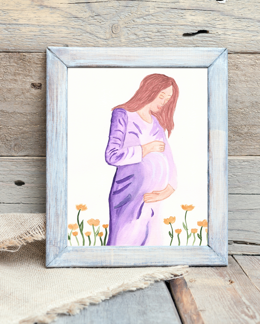 Pregnant Mom Watercolor Print