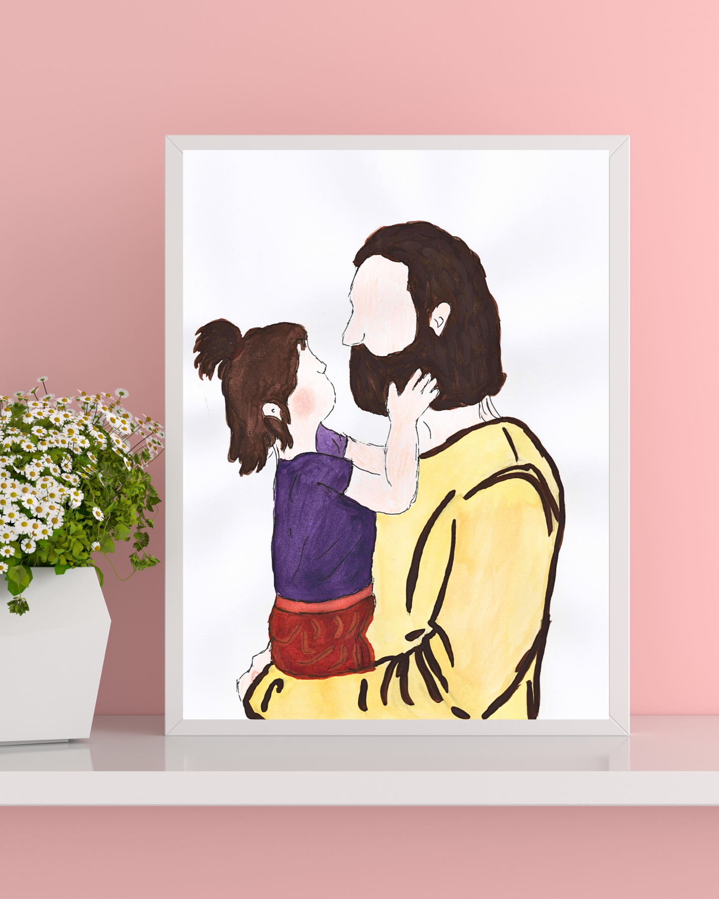 In His Arms - Jesus Holding a Child Physical Prints