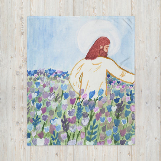 Jesus Watercolor Painting Throw Blanket