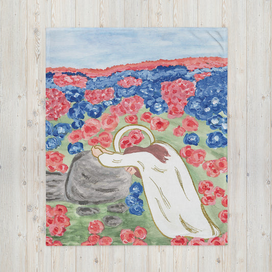 Jesus Watercolor Painting Throw Blanket