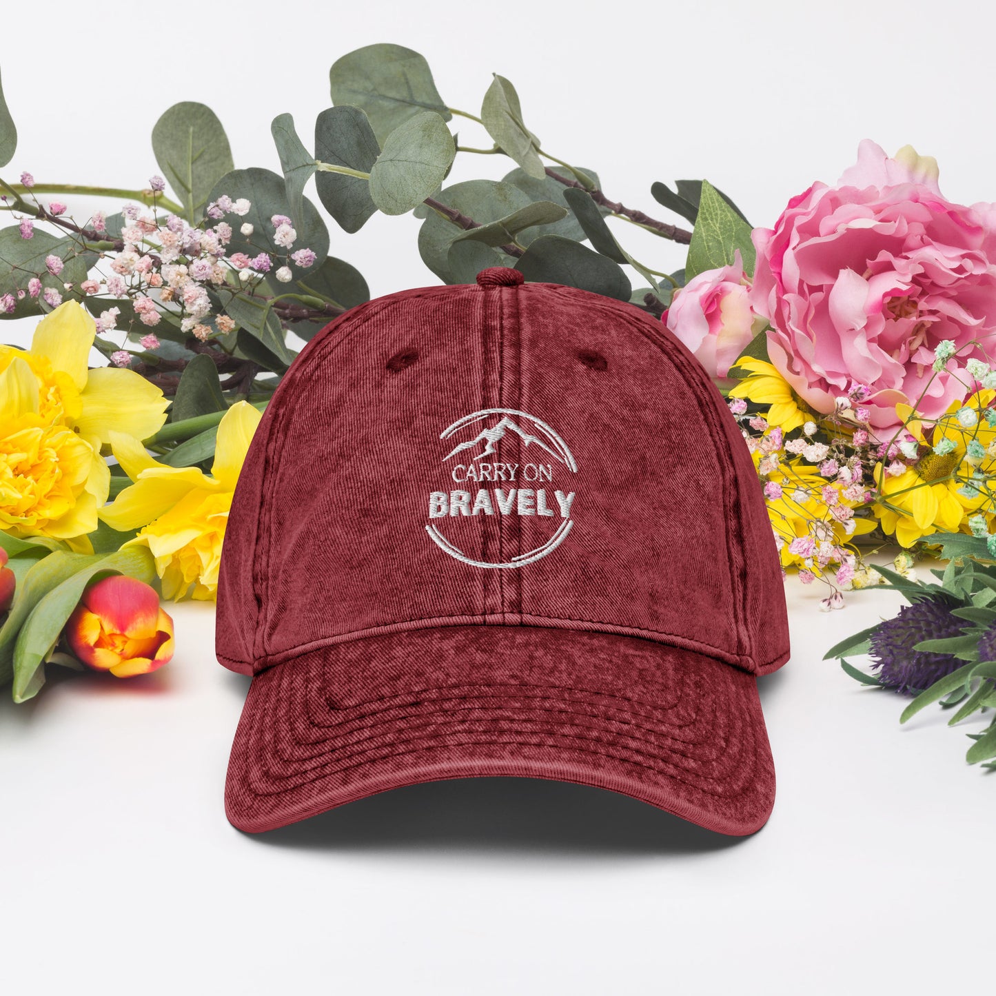 Carry on Bravely Vintage Cotton Twill Cap