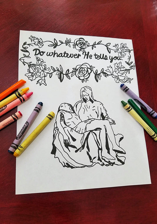 Pieta Coloring Page - Catholic Coloring Page