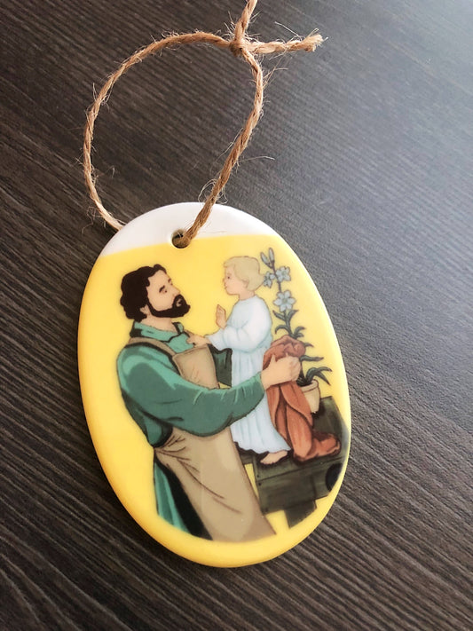 Saint Joseph and Jesus ceramic ornament