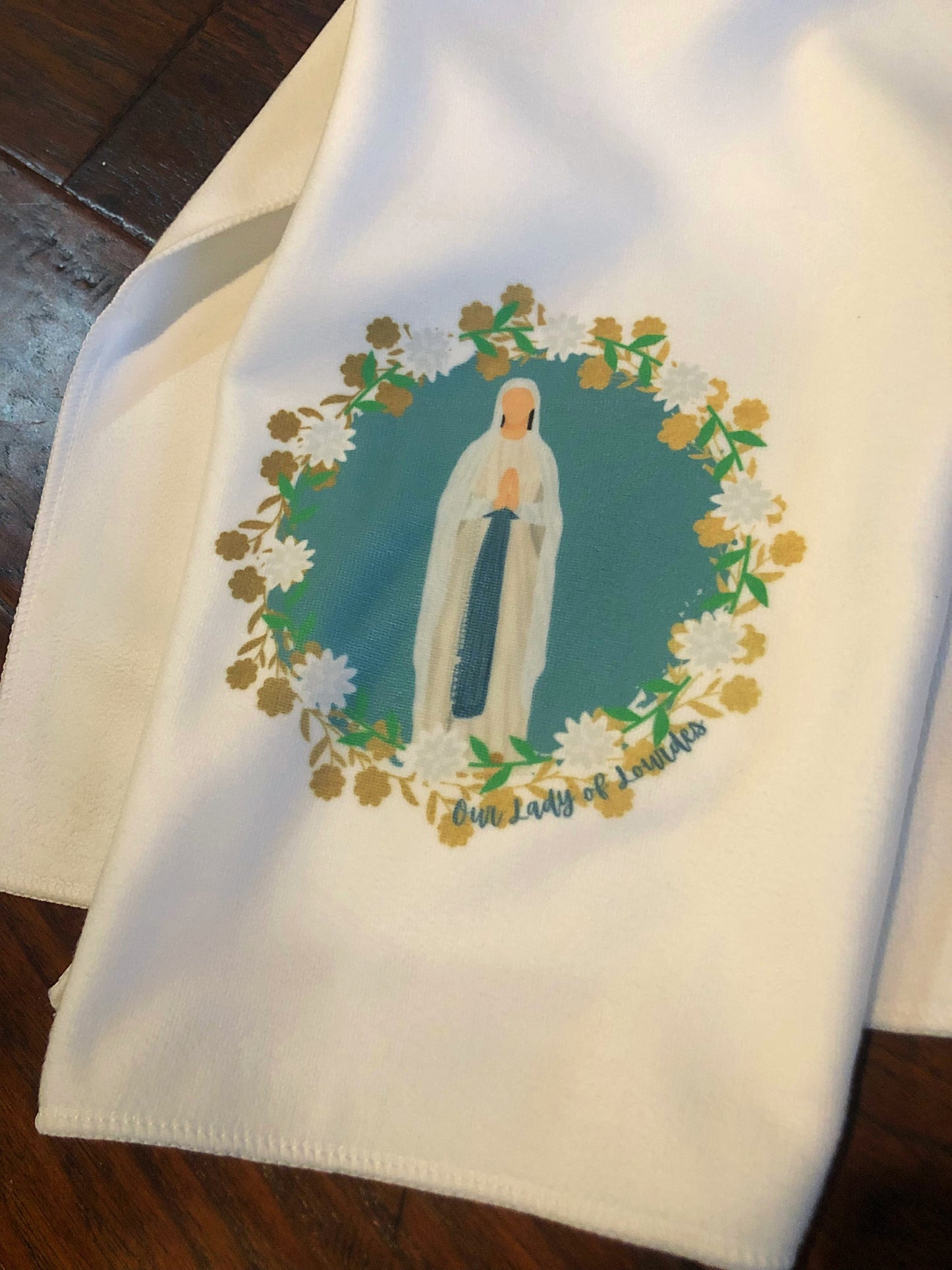 Our Lady of Lourdes decorative kitchen towels